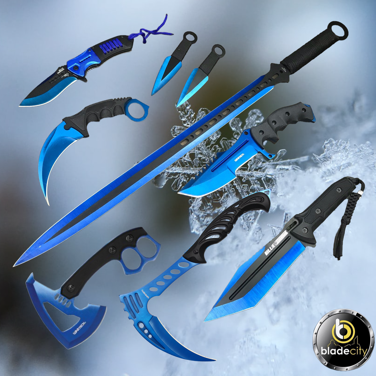9 Piece Blue SubZero Mega Knife Set Blade City