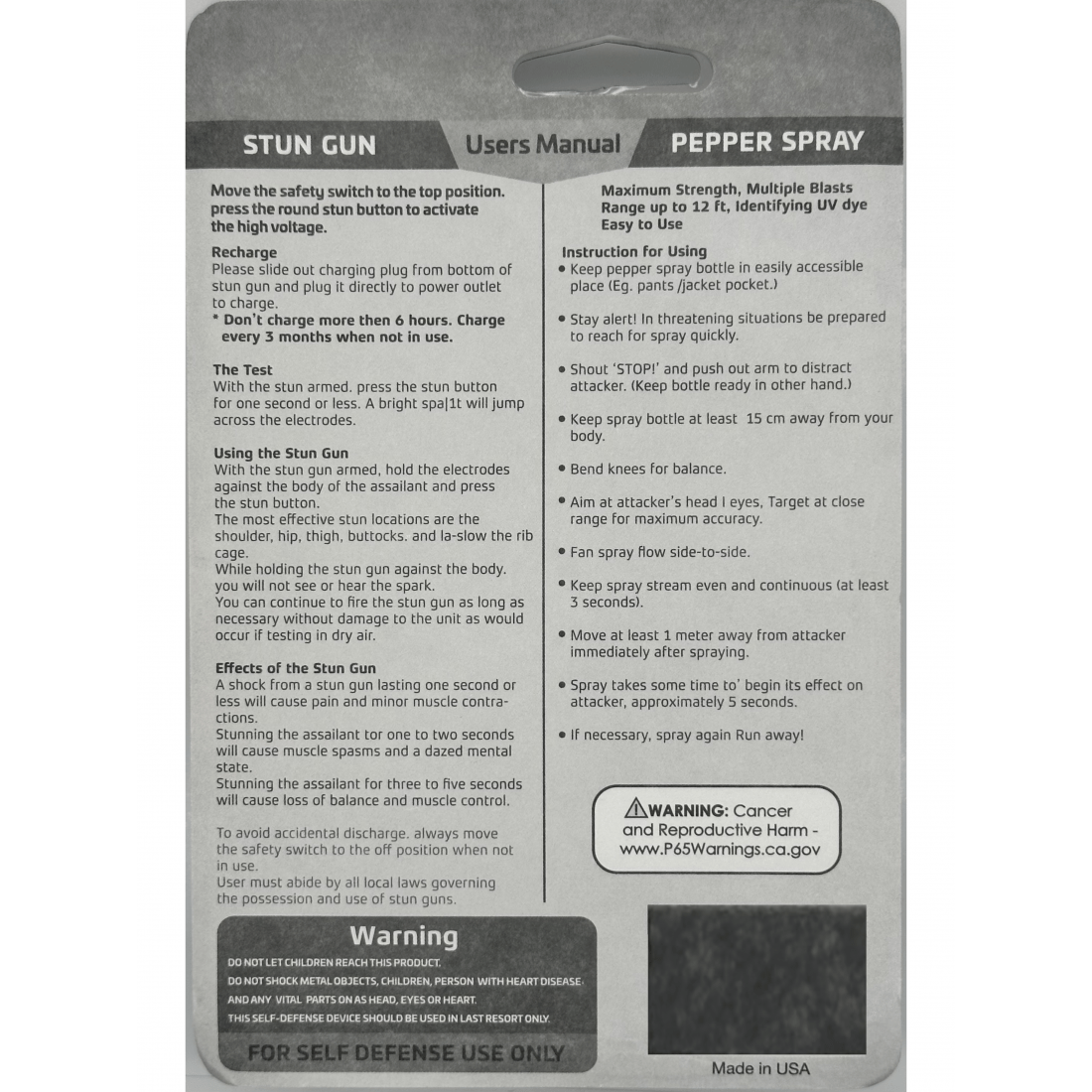 Gold Rhinestones Stun Gun & Pepper Spray Combo Blade City