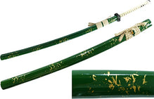 1045 Carbon Steel 41″  Samurai Sword w Green & Gold Scabbard