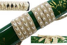 1045 Carbon Steel 41″  Samurai Sword w Green & Gold Scabbard