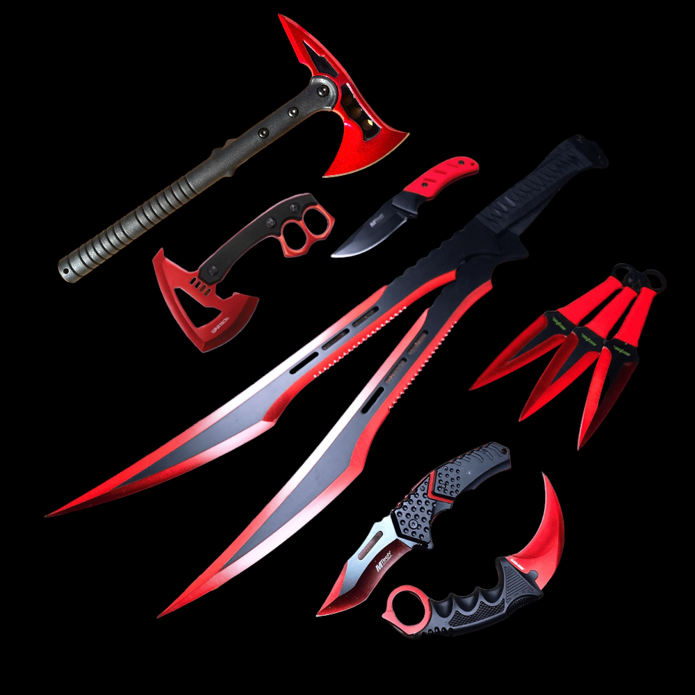 10 Piece Atomic Red Magma Knife Mega Set