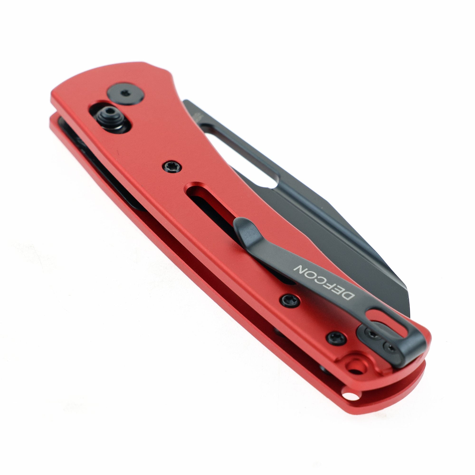 DEFCON 7.5″ Crossbar Lock Aluminum Folding Knife – Red Handle, 14C28N Blade
