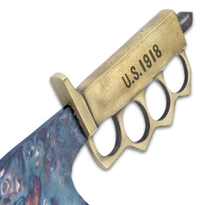Fire Kissed Combat Cleaver Trench Knife and Sheath | Blade City