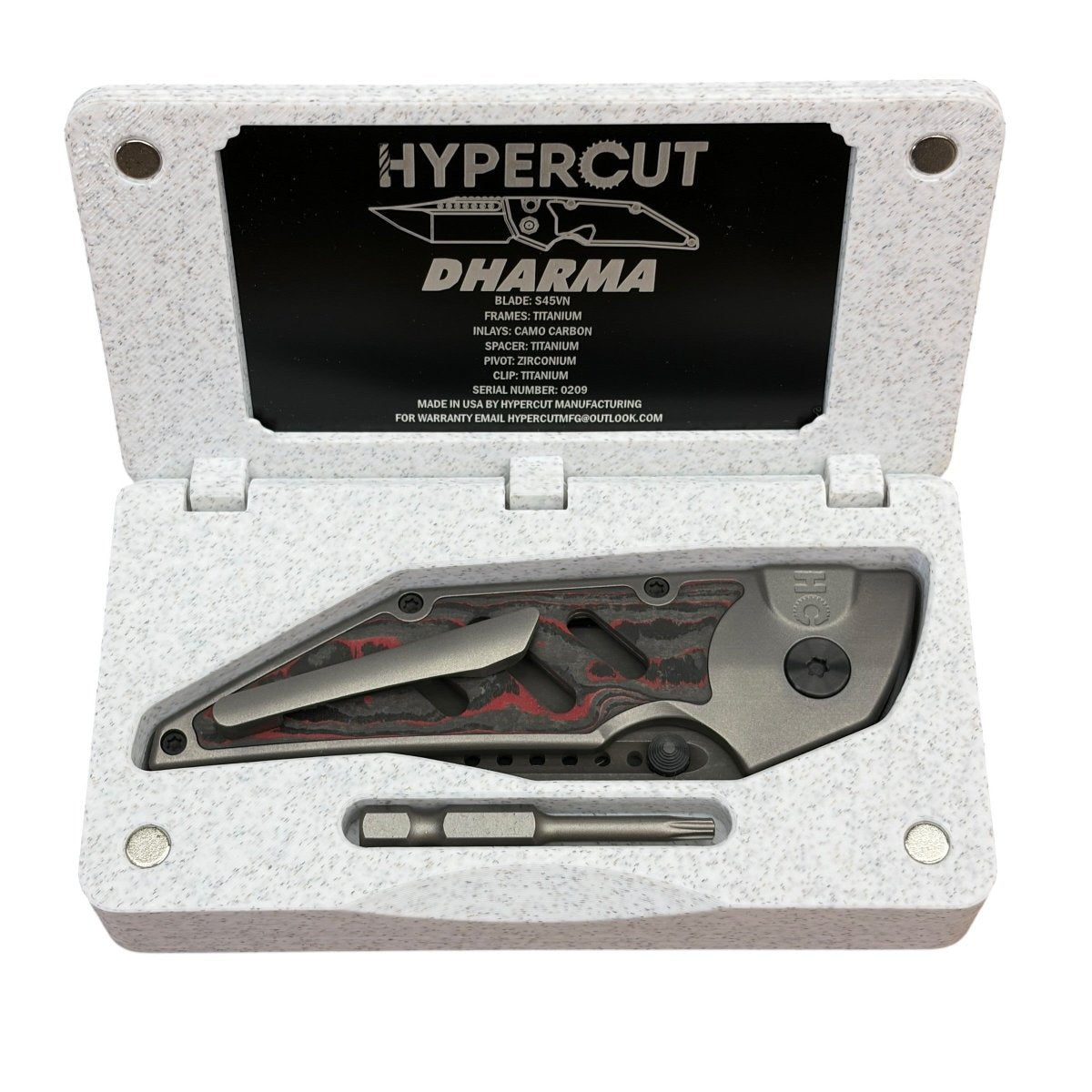 Hypercut Dharma Folding Knife - S45 Blade Steel Camo Carbon Titanium Handle - Blade City