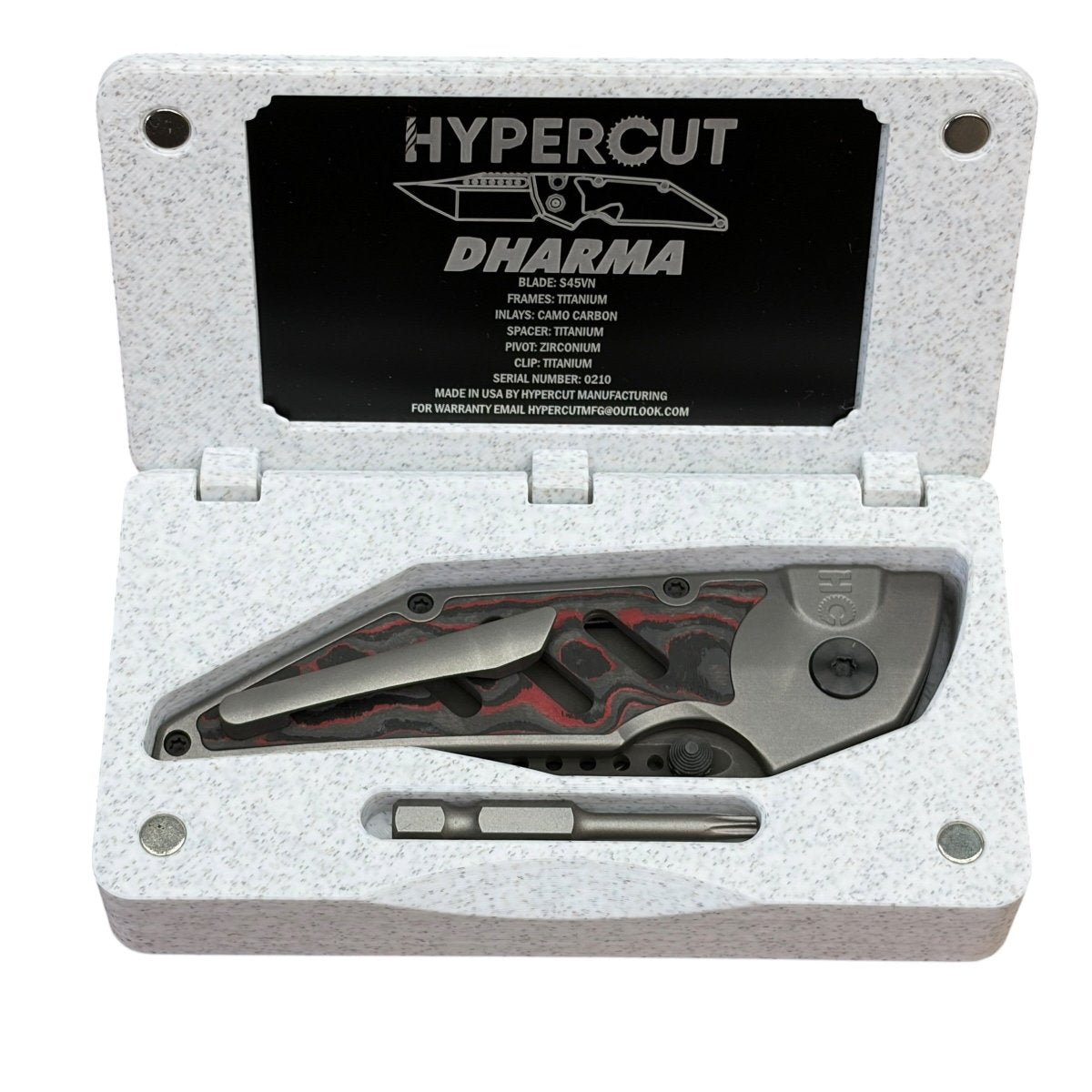 Hypercut Dharma Folding Knife - S45 Blade Steel Camo Carbon Titanium Handle - Blade City