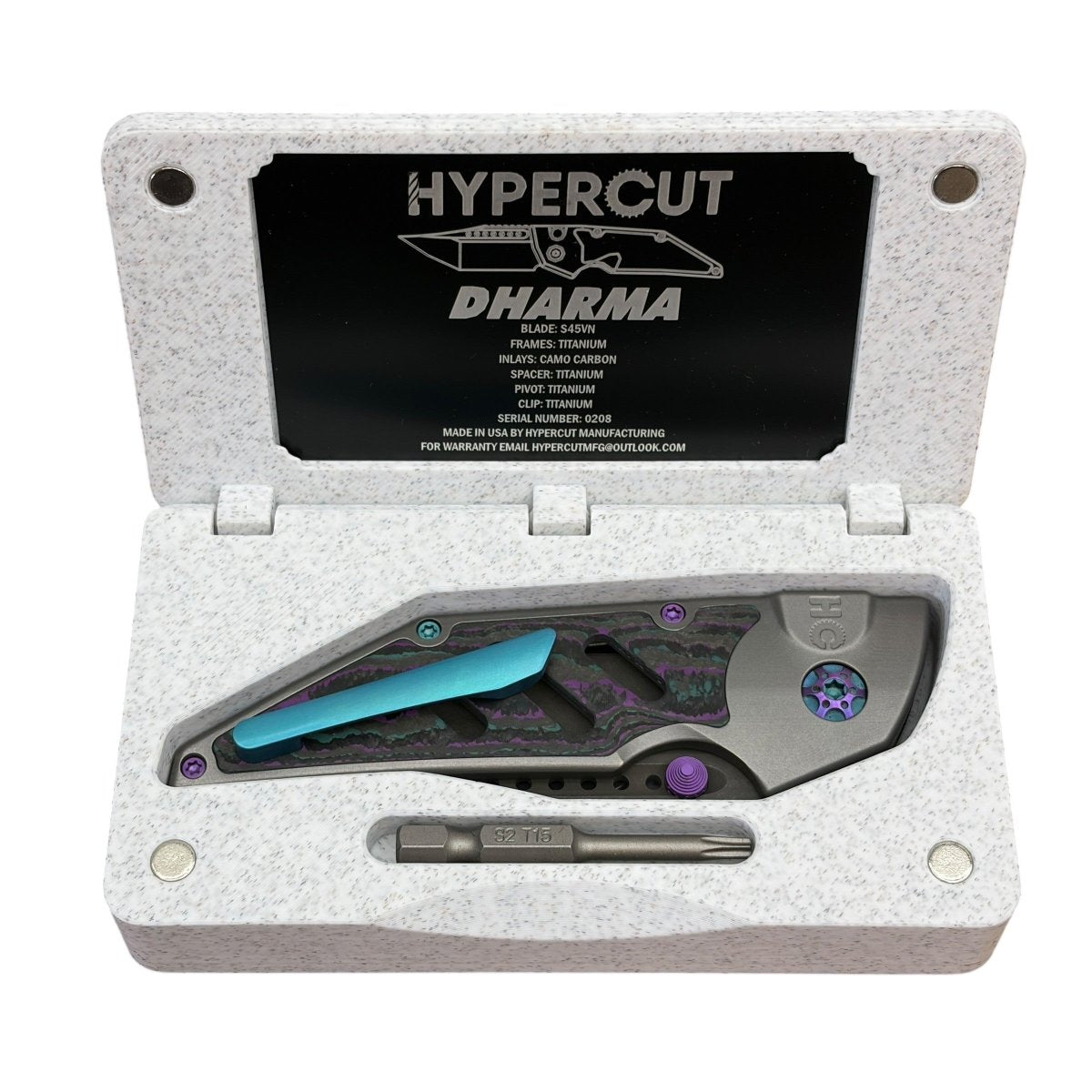 Hypercut Dharma Folding Knife - S45 Blade Steel Camo Carbon Titanium Handle - Blade City