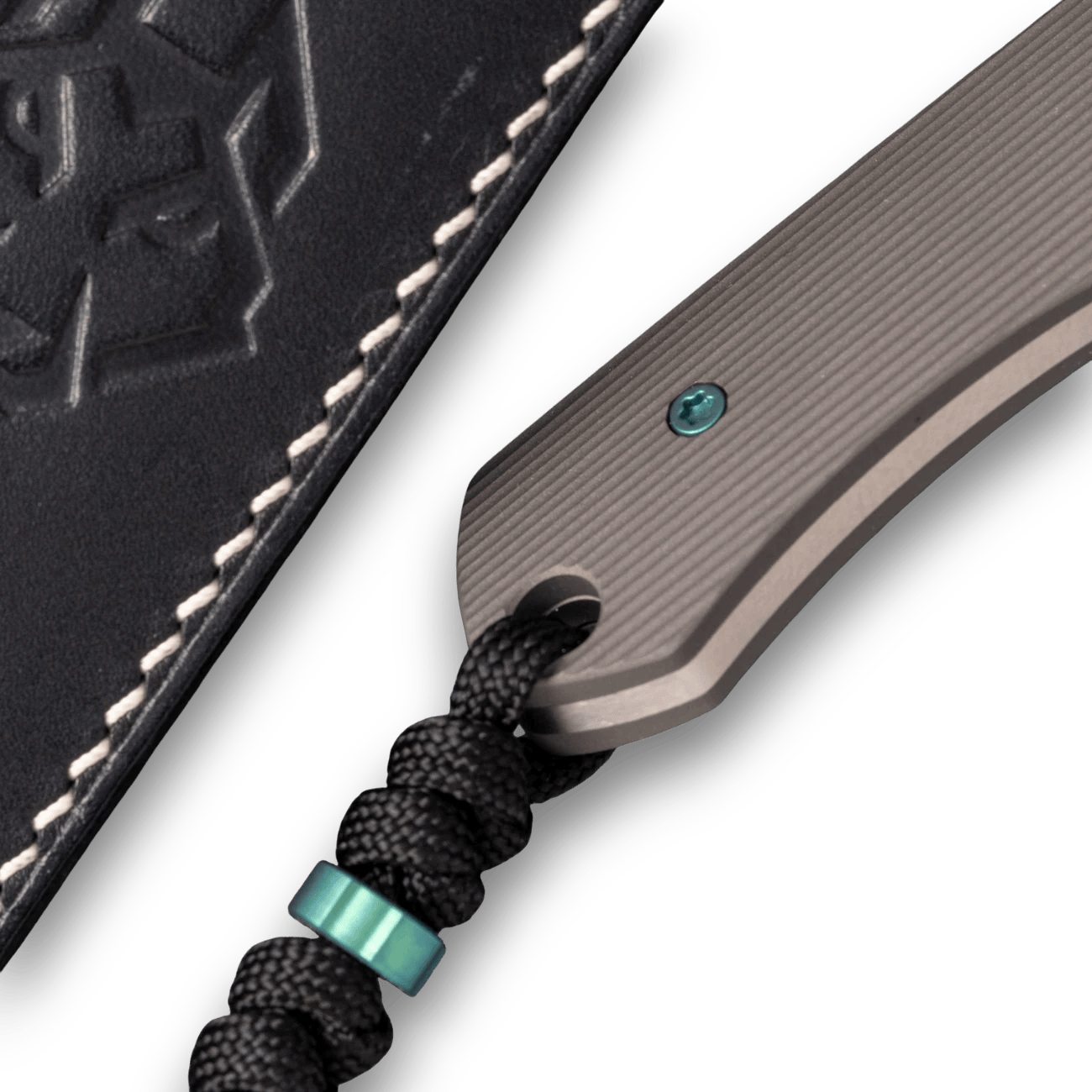 Jack Wolf Knives Collusion Fixed Blade Knife – Titanium Stripe Handle, Hand Satin Blade