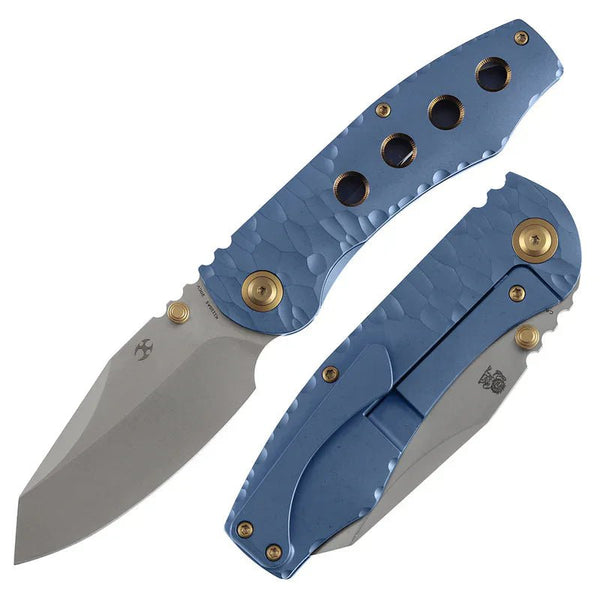ケン　carven Kansept Caveman Thumb Stub Knife | CPM 20CV Blue Titanium EDC