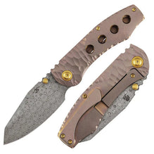 Kansept Caveman Thumb Stub Knife | Damascus Rose Gold Titanium EDC