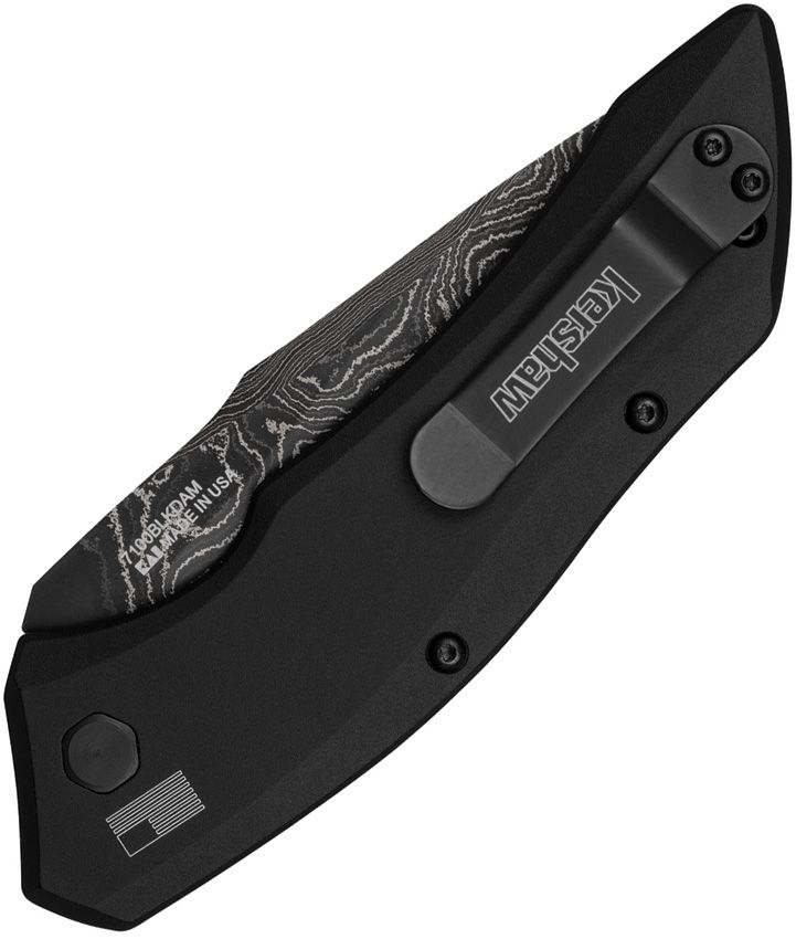 Kershaw Auto Launch 1 Button Lock Damascus Knife Black Handles- 7100BLKDAM
