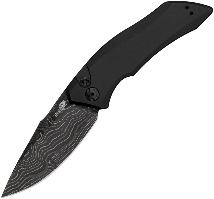 Kershaw Auto Launch 1 Button Lock Damascus Knife Black Handles- 7100BLKDAM