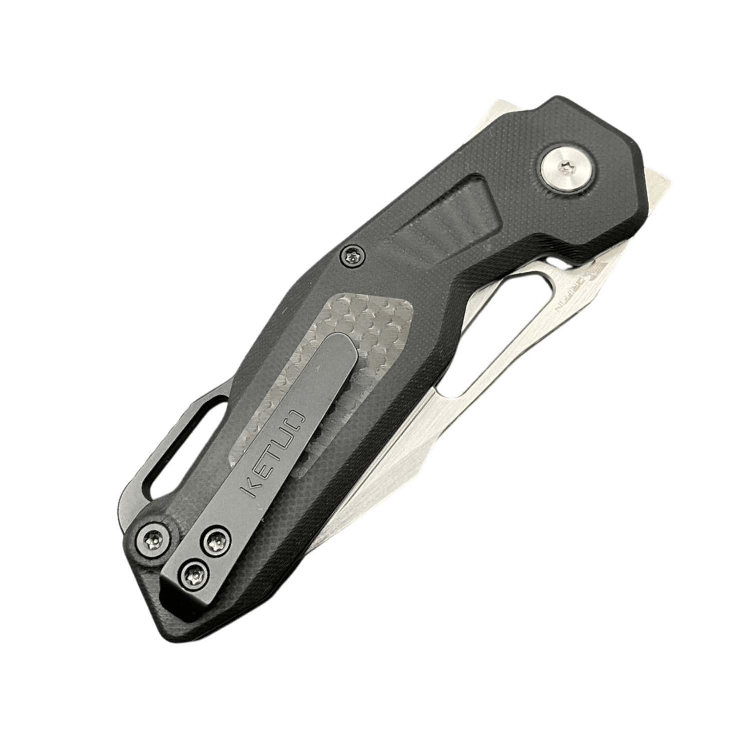 KETUO Mini Griffin G10 – 14C28N Blade, Button Liner Lock, Titanium Clip
