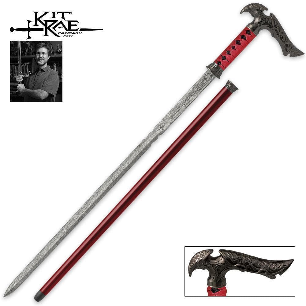 Kit Rae Cane Kit Rae Axios Damascus Sword Cane | Blade City
