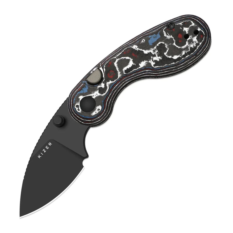 kiriri品 Kizer Microbe KI2742A2 – M390 Fat Carbon Handle, Matte DLC Ultra