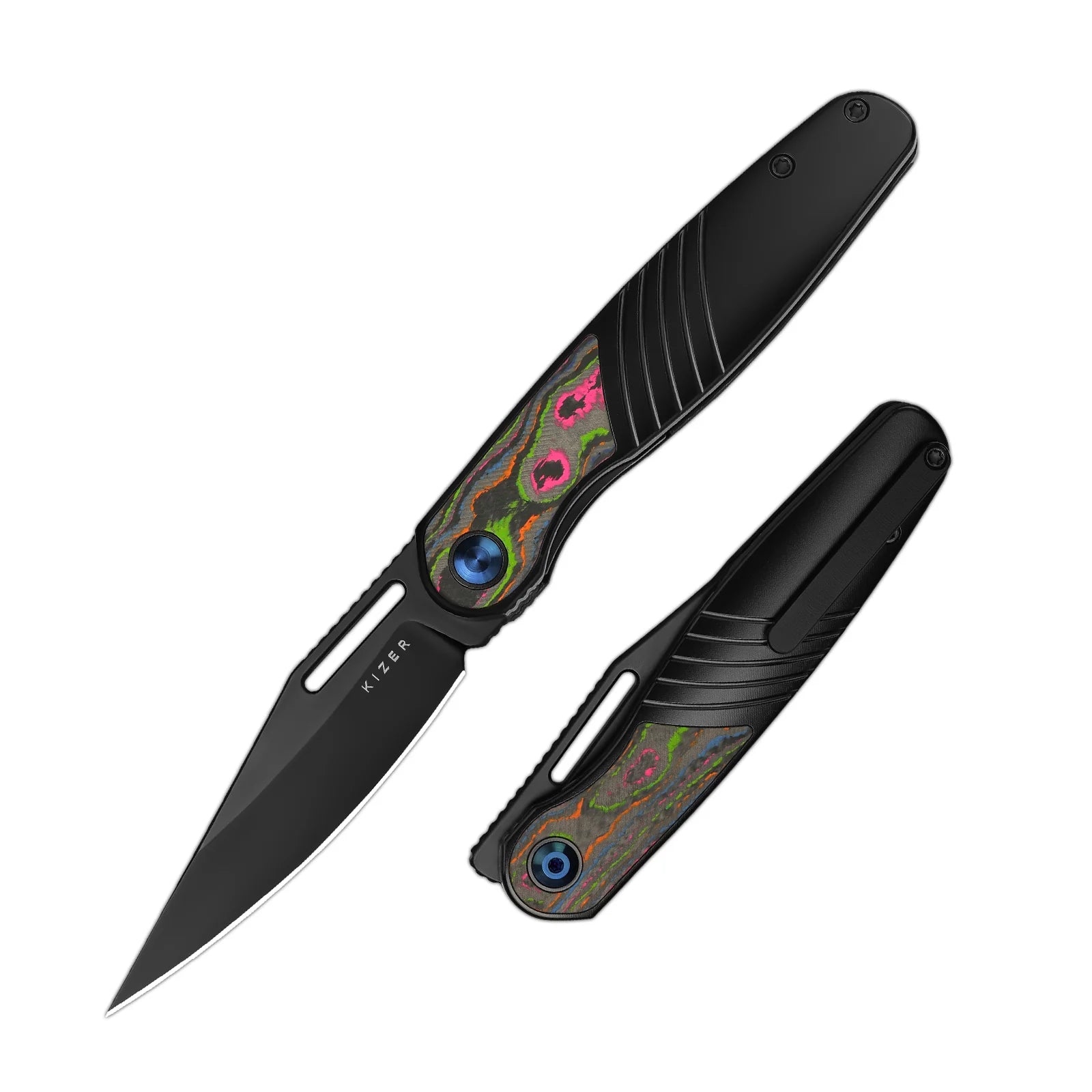 Kizer Raze Folding Knife – S45VN Blade, Titanium Handle with Camo Carbon