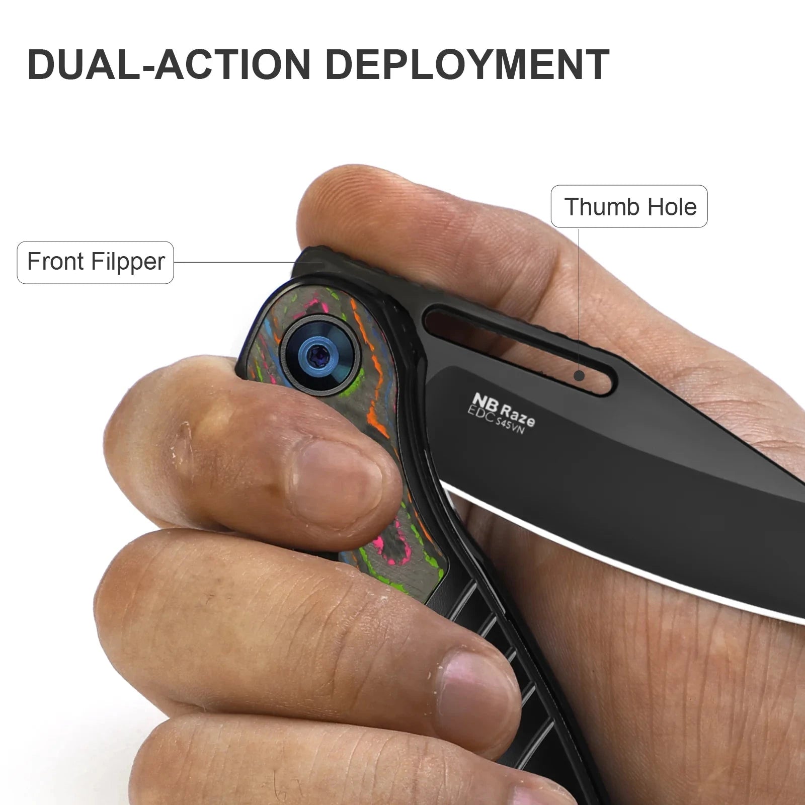 Kizer Raze Folding Knife – S45VN Blade, Titanium Handle with Camo Carbon