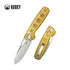 Kubey Bluff KU248A – 3.19" Sandblast 14C28N Drop Point Blade, Amber Ultem Handle, Axis Lock Folding Knife