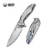 Kubey Nova KU235F – 3.66" Bead Blasted 14C28N Drop Point Blade, Gray Titanium Handle, Frame Lock Folding Knife