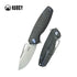 Kubey Tityus KB360E – 3.39" Sandblast 14C28N Drop Point Blade, Tiger Stripe Titanium Handle, Frame Lock Folding Knife