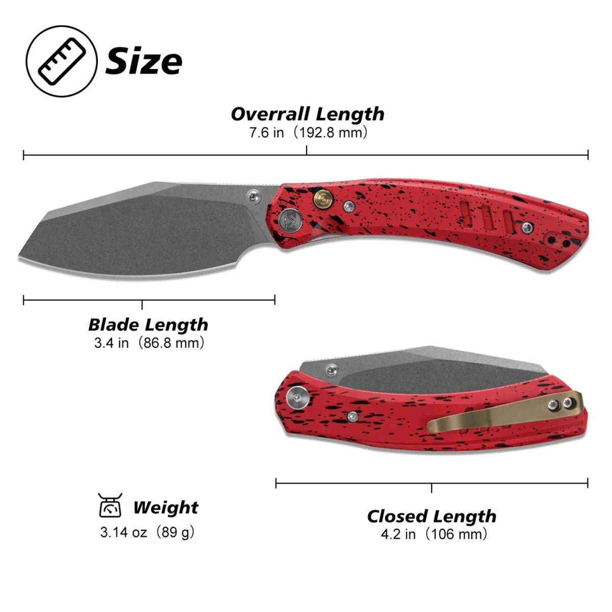 Miguron Karok MGR827RD Folding Knife – D2 Sheepsfoot & Red Splatter Aluminum - Blade City