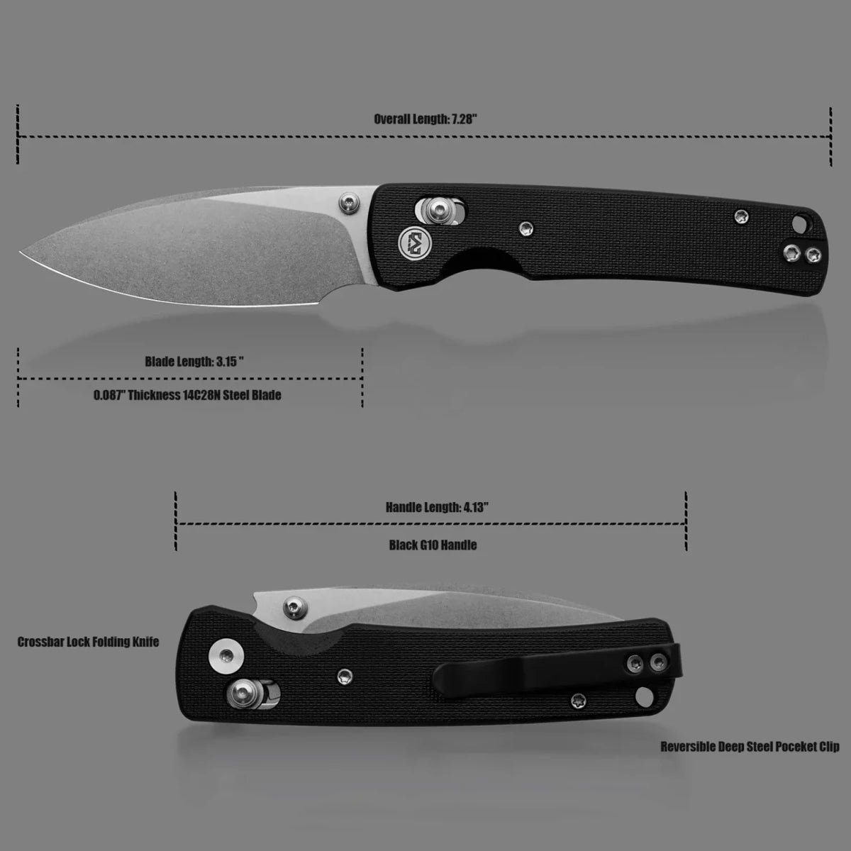 Miguron Vakor Folding Knife – 3.15″ 14C28N Blade, Black G10 Handle - Blade City