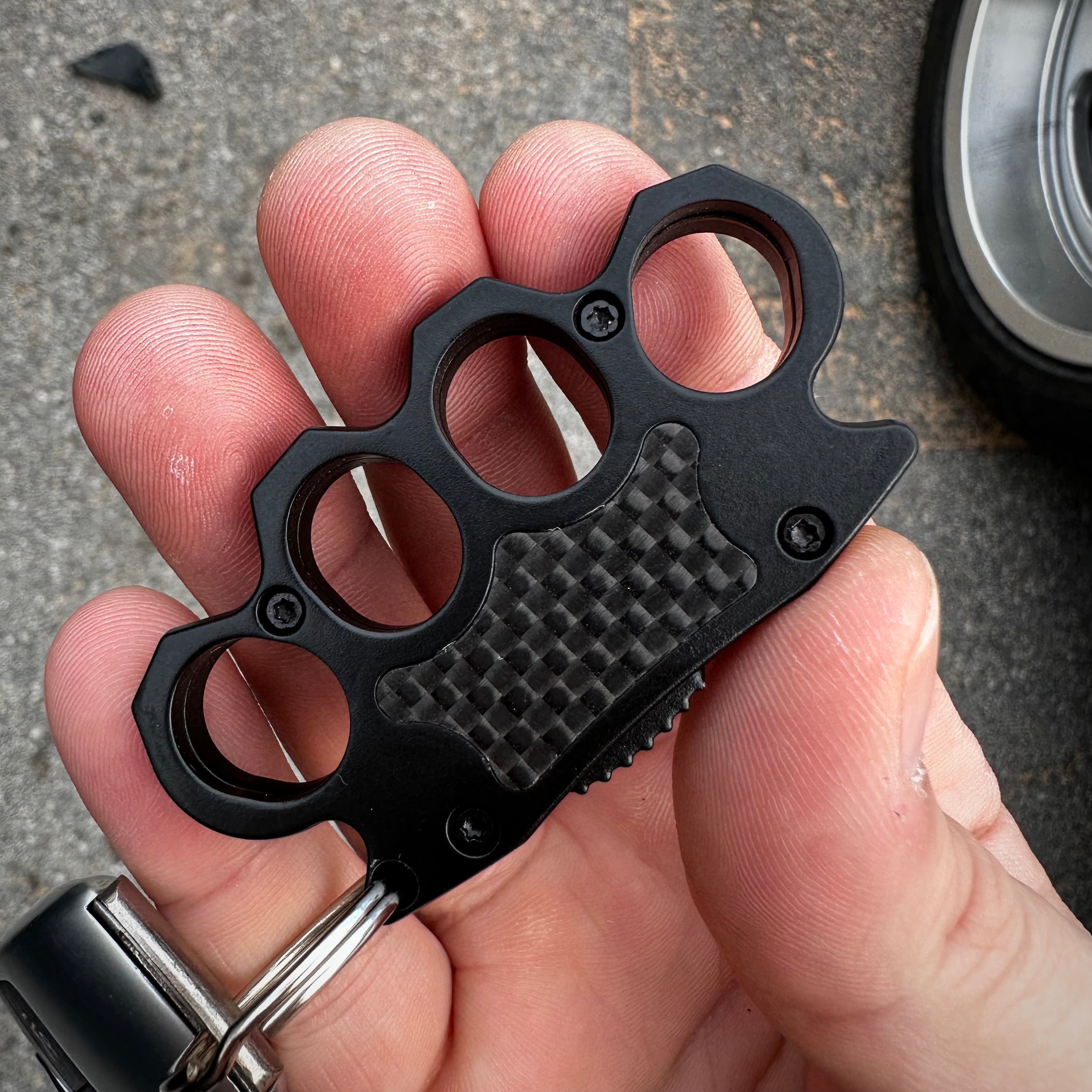 Black Dragon Knuckle Duster - Flaming Brass Knuckles - Fantasy