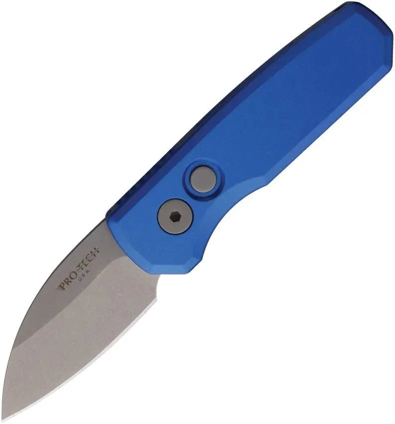 Pro-Tech Runt 5 Automatic Knife – Wharncliffe Blade, Blue Aluminum Handle