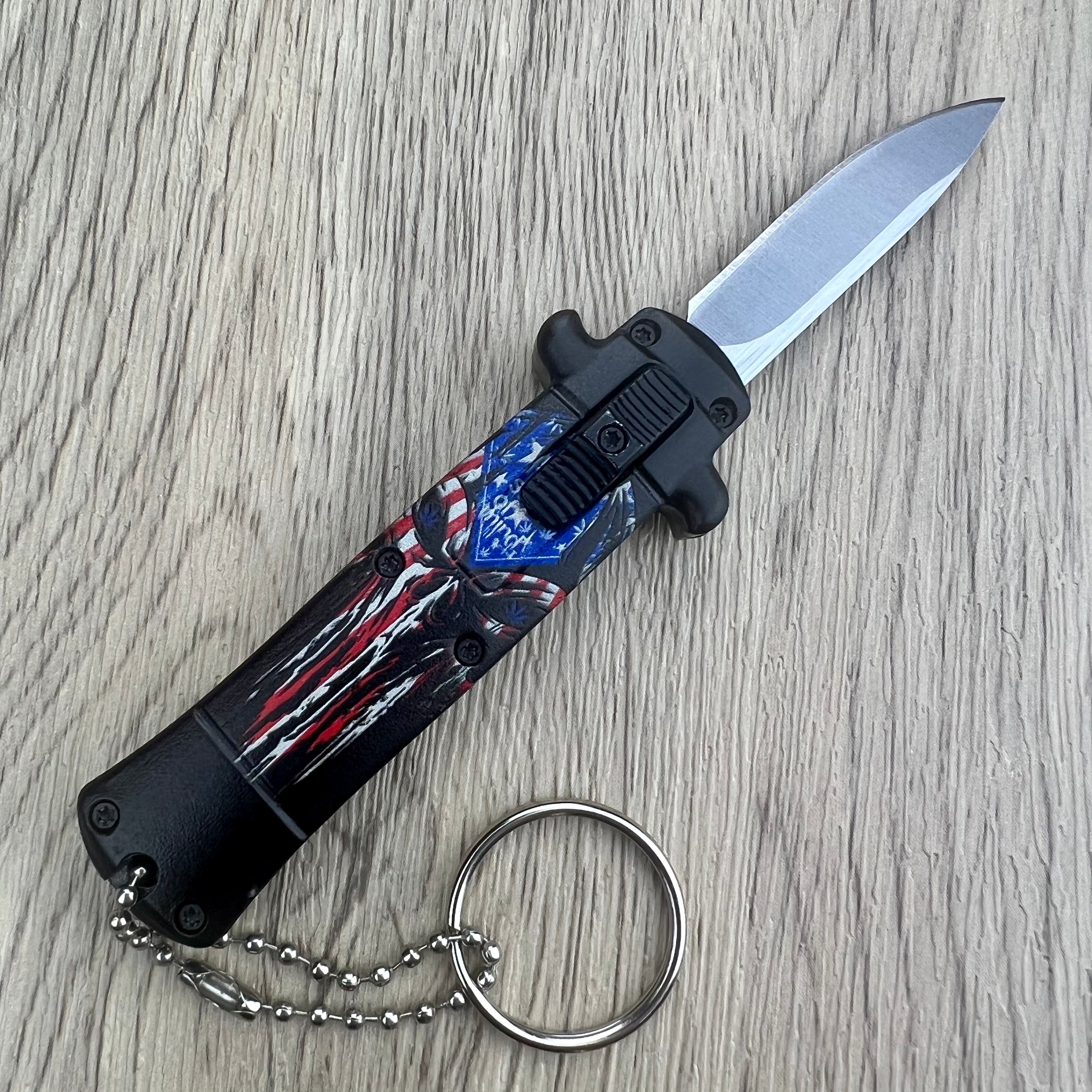 Punisher Mini Stiletto OTF Knife Keychains Blade City