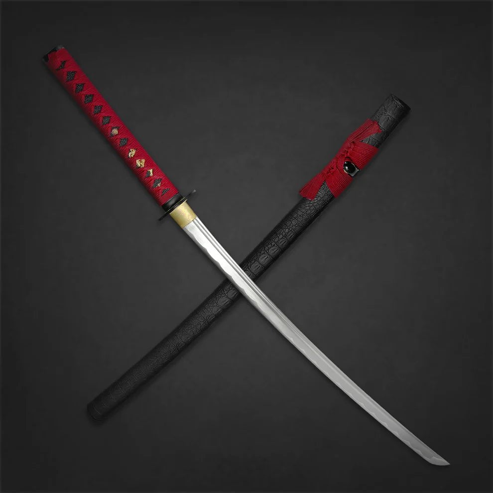 Reptile Skin Hand Forged Samurai Sword w/ Musha stand